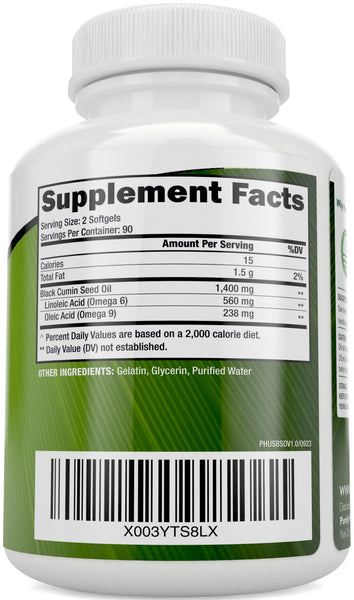 Black Seed Oil 1,400 mg - 180 Softgels