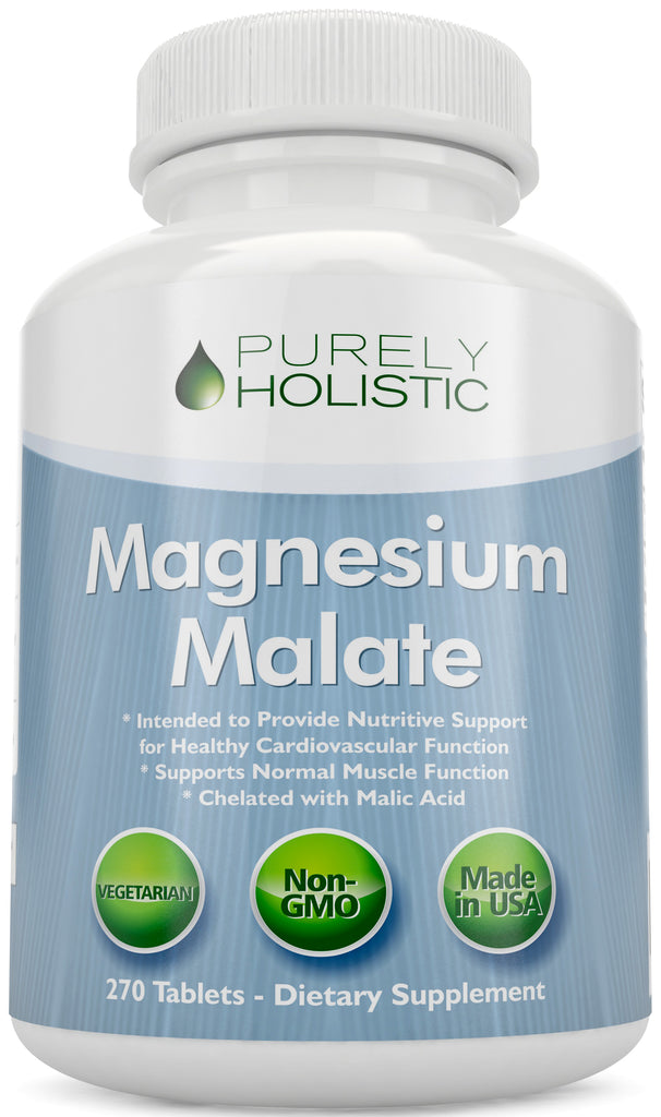 Magnesium Malate 400mg Tablets , 270 Vegetarian Tablets, Chelated Magnesium Supplement with Malic Acid