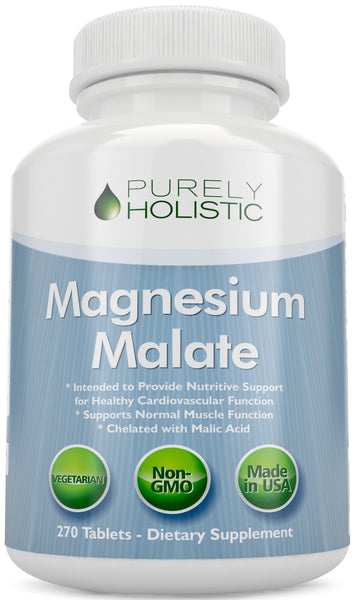 Magnesium Malate 400mg Tablets , 270 Vegetarian Tablets, Chelated Magnesium Supplement with Malic Acid