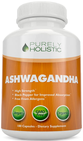 Ashwagandha Capsules with Black Pepper, 180 Capsules 3 Month Supply