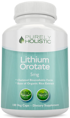 Lithium Orotate 5mg, 180 Vegetarian Lithium Capsules