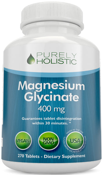 Magnesium Glycinate 400mg - 100% More 270 Magnesium Tablets, Non Buffered Chelated, Vegan and Vegetarian