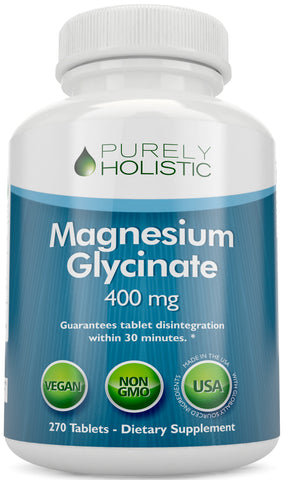 Magnesium Glycinate 400mg - 100% More 270 Magnesium Tablets, Non Buffered Chelated, Vegan and Vegetarian