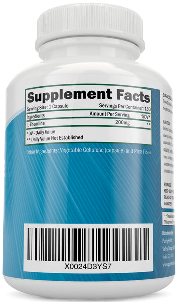 L-Theanine 200mg (Double-Strength) 180 Vegan Capsules a 6 Month Supply