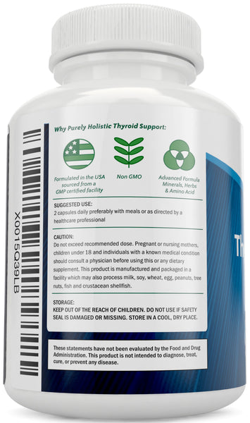 Thyroid Support Supplement 120 Capsules,  100% More  -  Energy, Metabolism & Focus Formula with Iodine