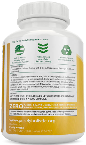Vitamin D3 125mcg 5000IU and Vitamin K2 90mcg MK7 - 4 Month Supply 150 Capsules