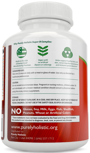 Vitamin B Complex 180 Vegan Capsules - 8 Super B Complex Vitamins with Choline & Inositol, Vitamins B1, B2, B3, B5, B6, B8, B9 & B12