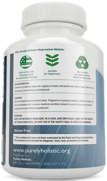 Magnesium Malate 400mg Tablets , 270 Vegetarian Tablets, Chelated Magnesium Supplement with Malic Acid