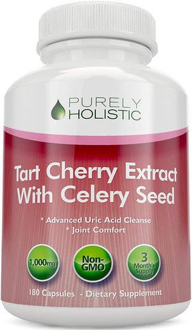Tart Cherry Extract Capsules 1,000mg - 180 Capsules, 3 Month Supply - Blend of Tart Cherry and Celery Seed Powder - Powerful Antioxidant for Advanced Uric Acid Cleanse & Joint Support