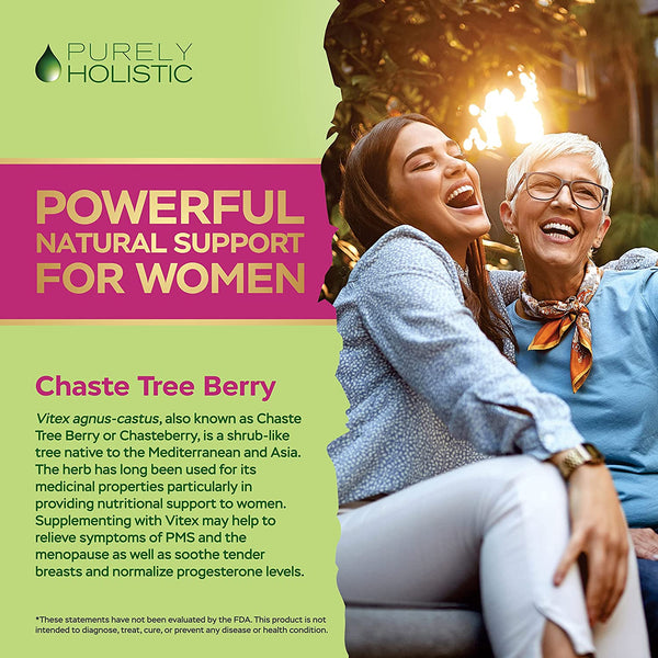 Chasteberry Vitex Supplement 650mg - 4 Month Supply - Agnus-Castus Chaste Tree Berry Capsules For Women