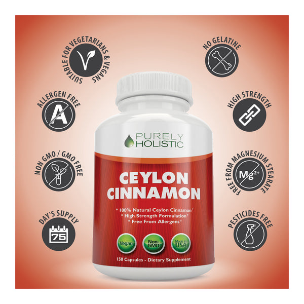 Ceylon Cinnamon Capsules 1500mg, 150 Vegan Capsules 75 Day Supply