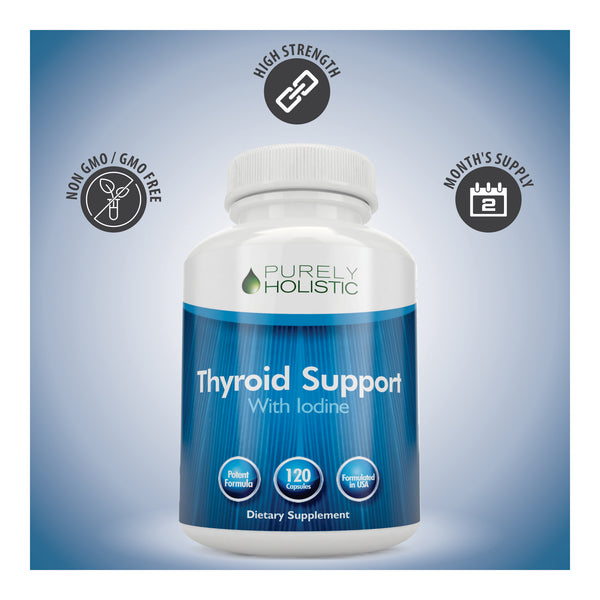 Thyroid Support Supplement 120 Capsules,  100% More  -  Energy, Metabolism & Focus Formula with Iodine