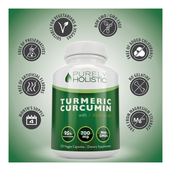 Turmeric Curcumin with BioPerine, 120 Vegetarian Capsules , 700mg, 95% Curcuminoids
