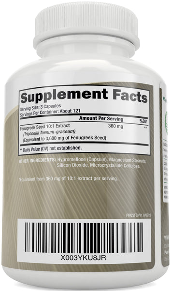 Fenugreek 3,600 mg - 365 Capsules, 4 Month Supply
