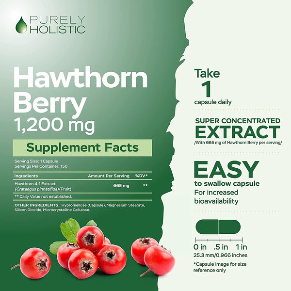 Hawthorn Berry Capsules 665mg – Purely Holistic