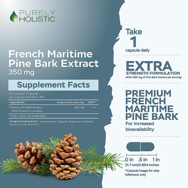 French Maritime Pine Bark Extract 350mg, 180 Capsules