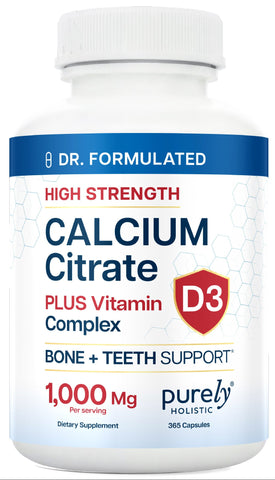 Calcium Citrate 1000mg 365 Vegan Capsules, Supports Health of Bones and Teeth