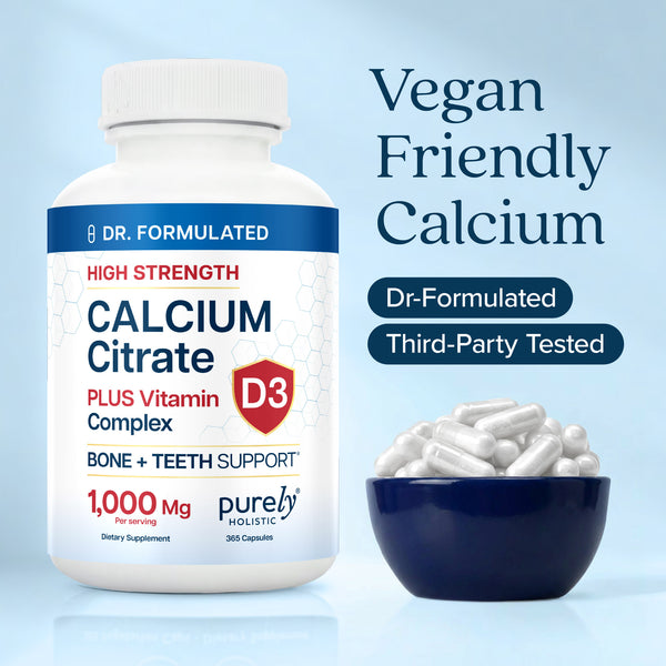 Calcium Citrate 1000mg 365 Vegan Capsules, Supports Health of Bones and Teeth