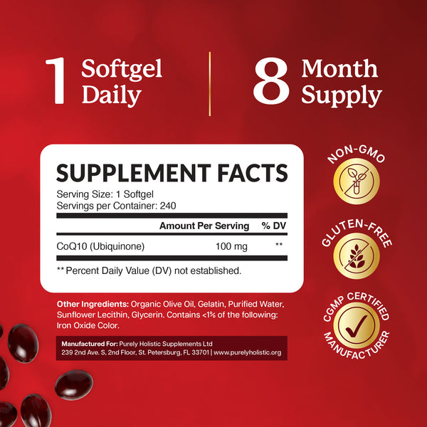 CoQ10 240 SoftGels High Absorption Coenzyme Q10 Up to 8 Month's Supply
