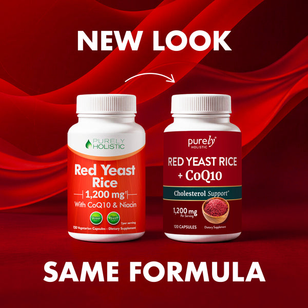 Red Yeast Rice 1200mg with CoQ10 - Flush Free Niacin, 120 Vegetarian Capsules - Non Irradiated - Citrinin Free - Supports Healthy Cholesterol Levels & Cardiovascular System