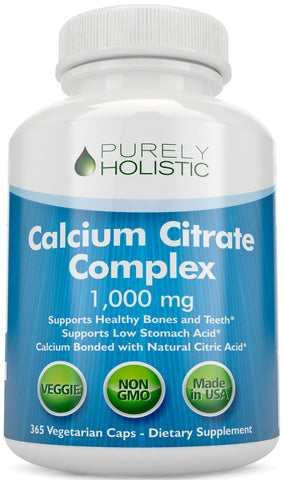 Calcium Citrate 1000mg 365 Vegan Capsules, Supports Health of Bones and Teeth - with Added Parsley, Dandelion and Watercress