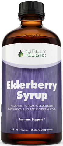 Elderberry Syrup 16 fl oz, Organic Black Sambucus Elderberry, Apple Cider Vinegar, Raw Honey, Propolis & Echinacea