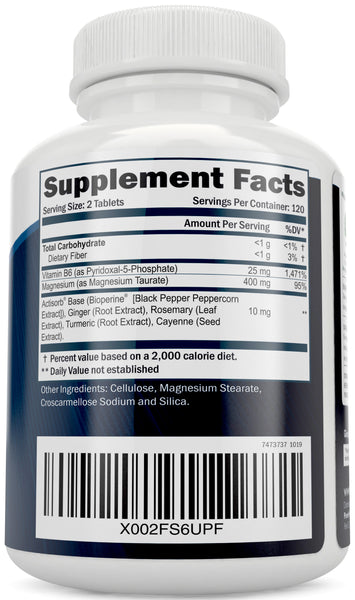 Magnesium Taurate 400mg Tablets - Chelated Magnesium with Taurine and Coenzyme B6, 240 Vegan Tablets