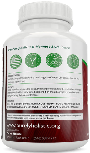 D-Mannose & Cranberry Extract 1300 mg, 240 Vegan Capsules